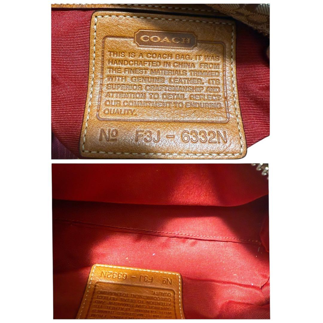 極美品✨コーチ　アクセサリーポーチ　シグネチャー　キャンバス　ブラウン　6332