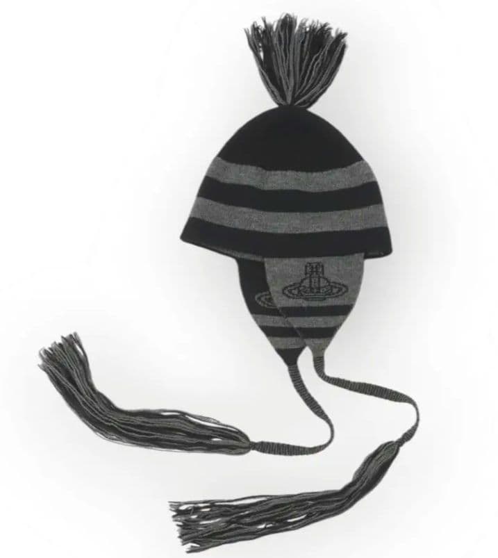 ヴィヴィアンウエスト ORB ウッドフラップ付ワッチ ニット帽 ネイビー