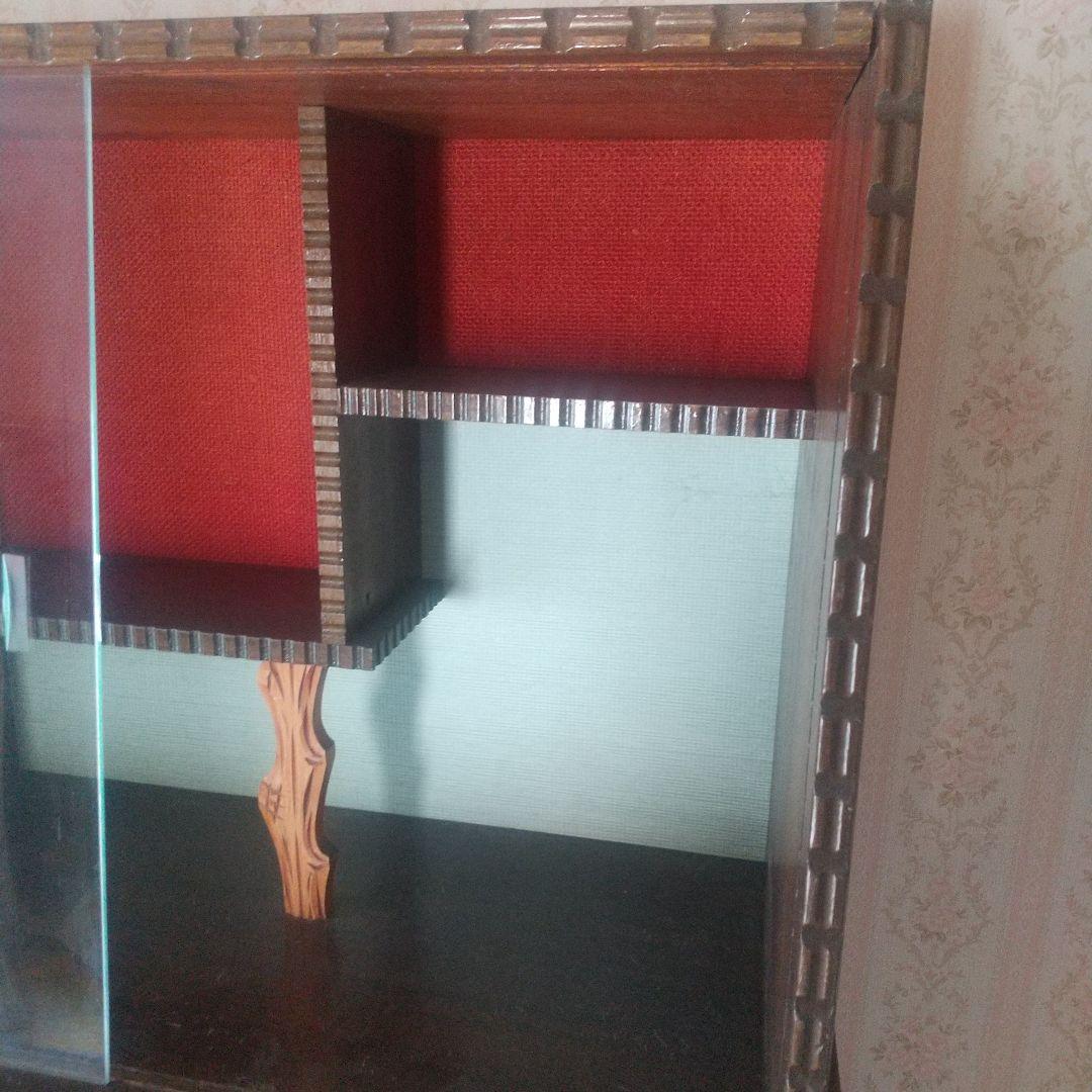 月末限定再値下げ！たのめる便【古道具】木製ガラスキャビネット