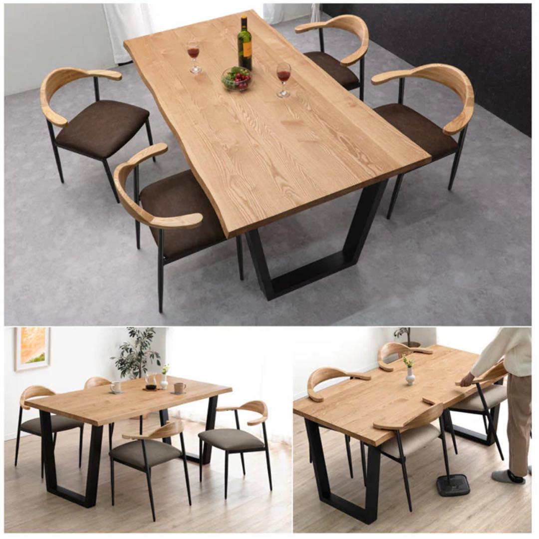 【なおみ】ダイニングテーブル5点セット 4人掛け 肘付き チェア