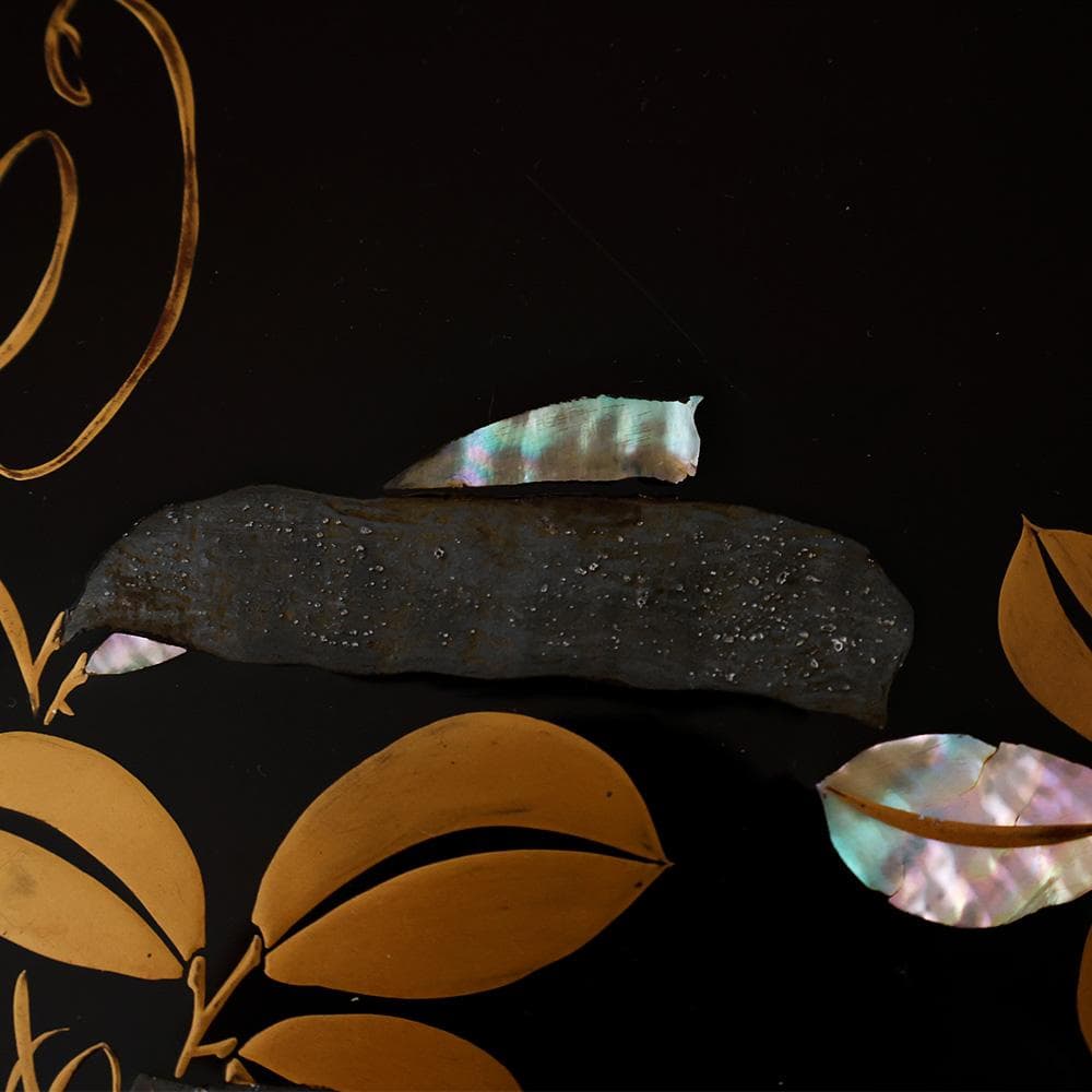 木製漆器 黒塗 螺鈿 エン豆 豌豆蒔絵皿 菓子皿 茶道具 漆まめさら