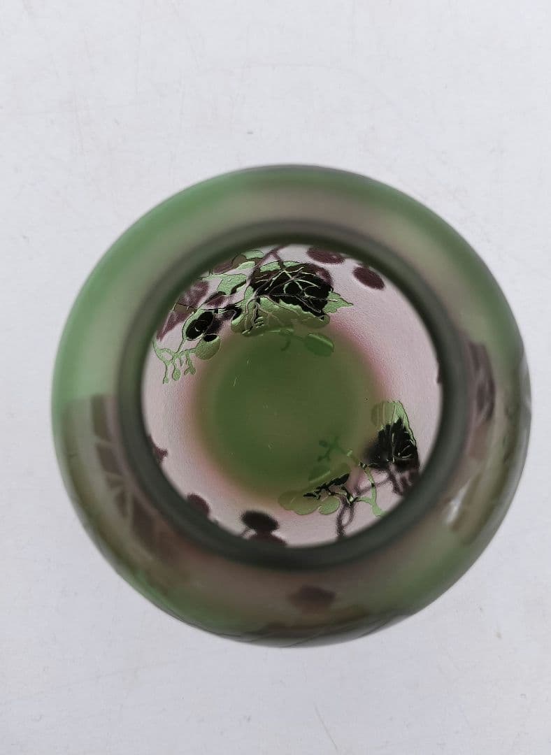 c208 茶入 ぎやまん 葡萄 北一硝子 共蓋 牙蓋付 木箱 茶道具 古物