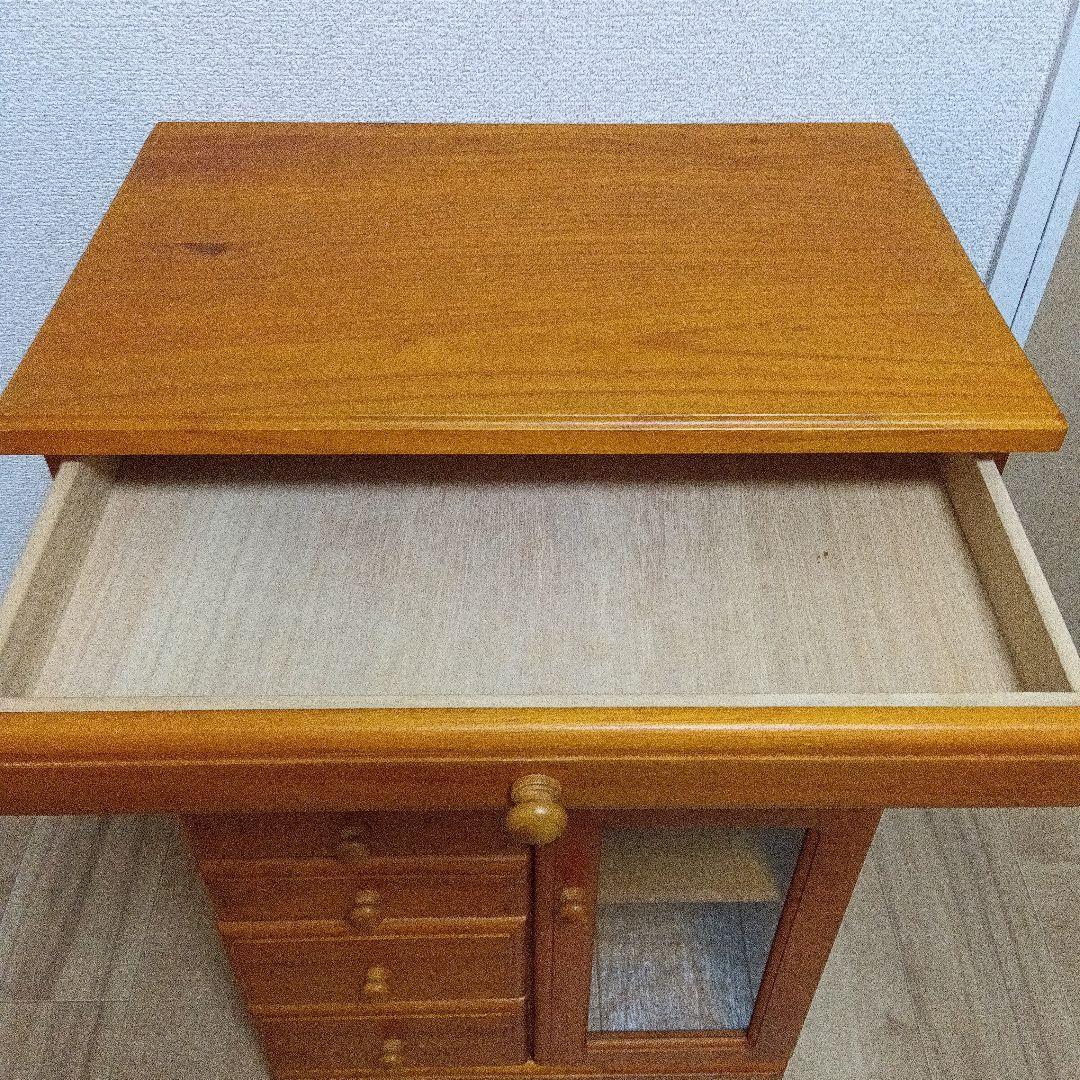 け*ん様 木製電話台 マルチFAXラック/リビングチェスト キャスター付