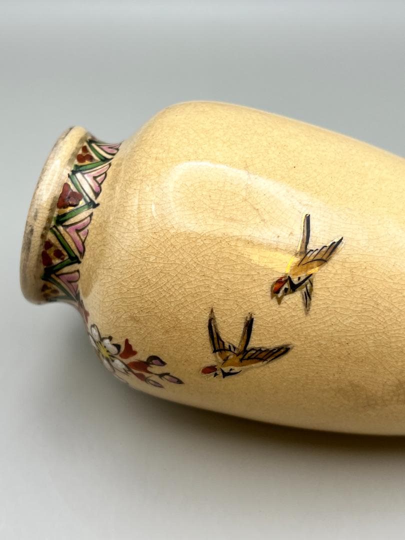 海】江戸期 白薩摩 花鳥文花瓶 在銘 骨董品 時代品 美術品の通販はau