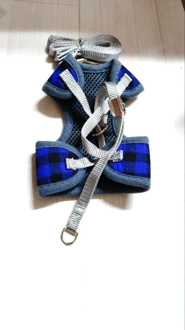 WEILF YONK 犬ハーネス Sブルー リード付き