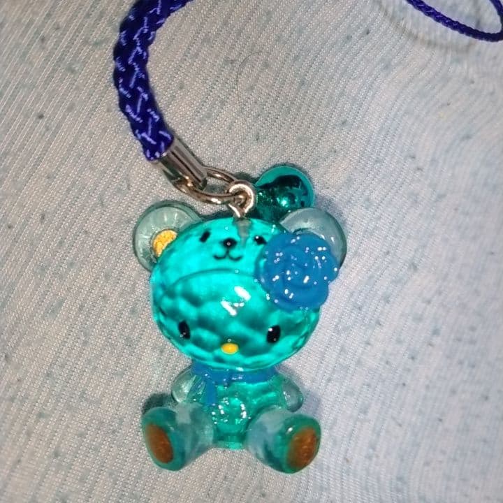 ハローキティ テディベア クリスタルブルー ストラップ