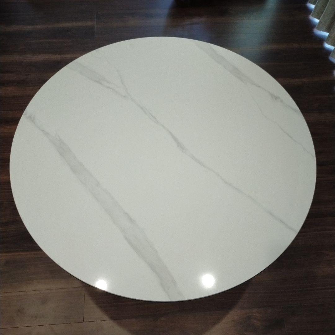 送料込(メルカリたのメル便)大理石風セラミック天板(円形)ラウンドテーブル