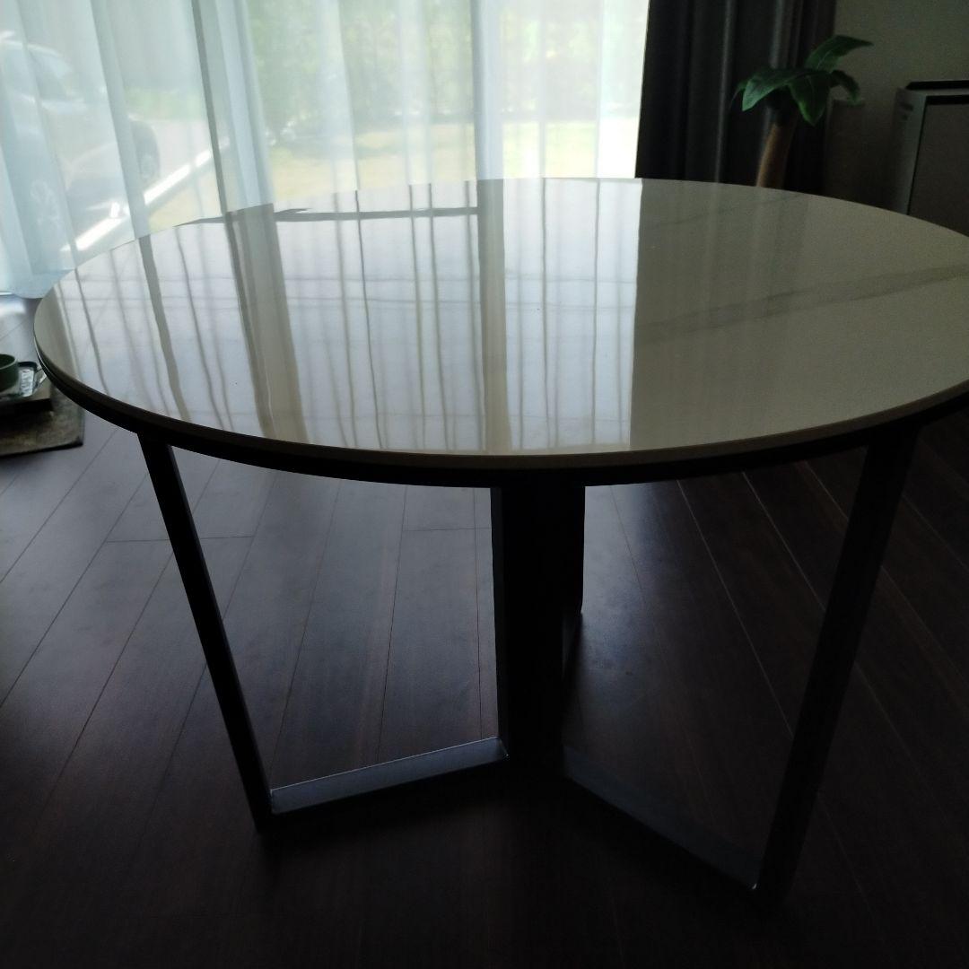 送料込(メルカリたのメル便)大理石風セラミック天板(円形)ラウンドテーブル