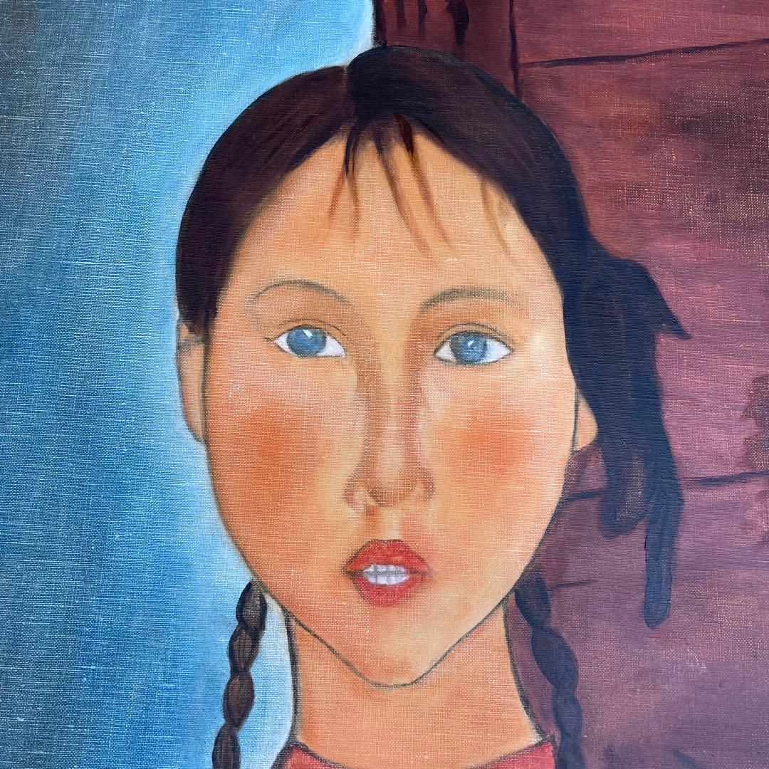 【油絵・模写・原寸大】モディリアーニ『おさげの少女』(P12号、額付き)