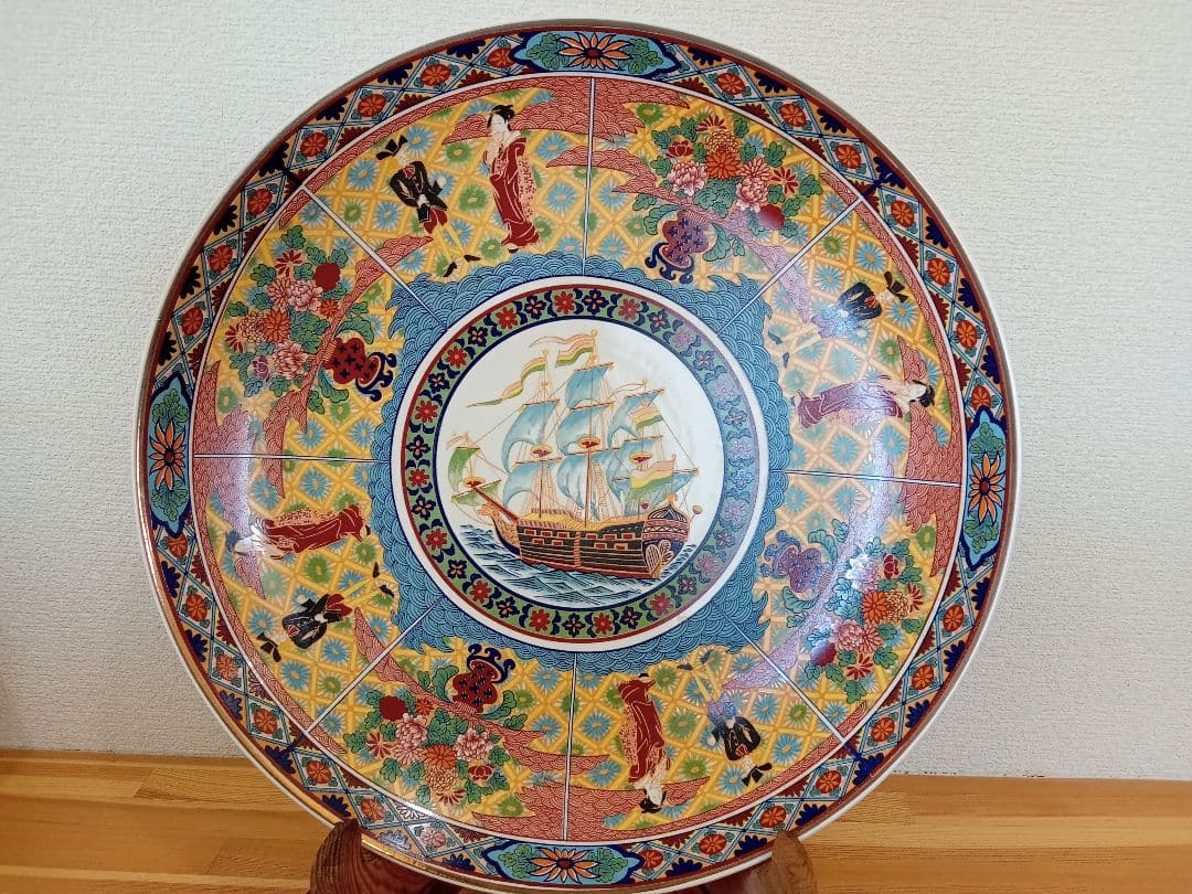 ◆昭和レトロ◆ オランダ舟 13号 42cm 大皿 飾り皿