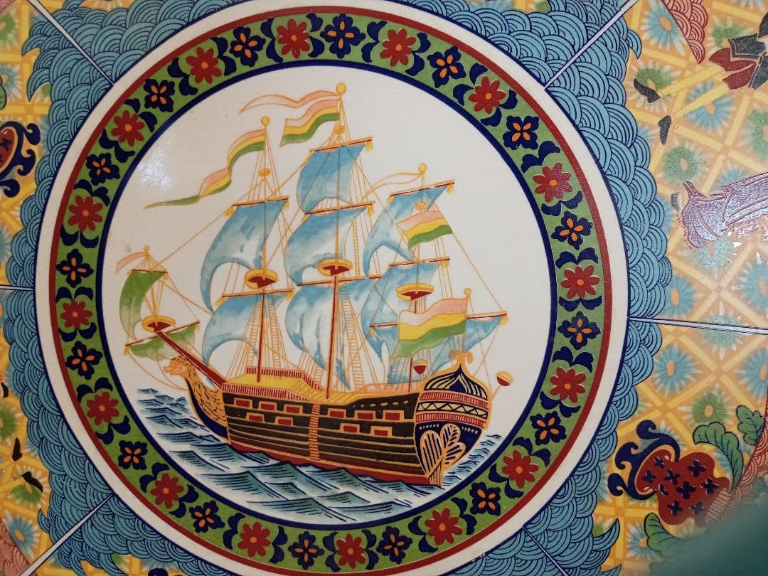 ◆昭和レトロ◆ オランダ舟 13号 42cm 大皿 飾り皿