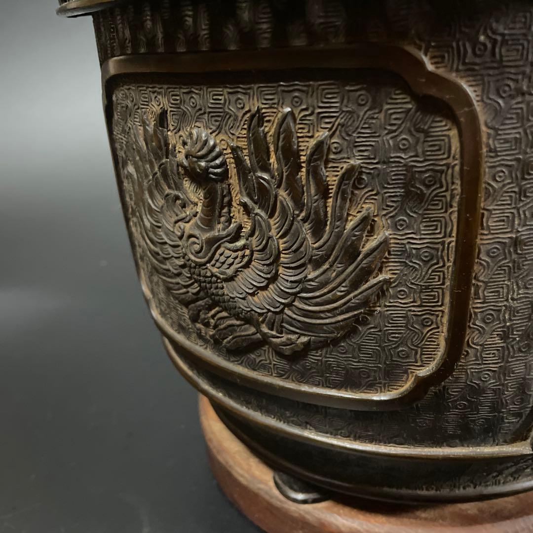 時代物 唐銅 手彫火鉢 大日本文政年整眠鋳 1個