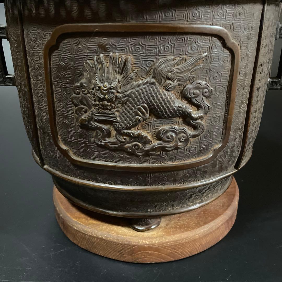 時代物 唐銅 手彫火鉢 大日本文政年整眠鋳 1個