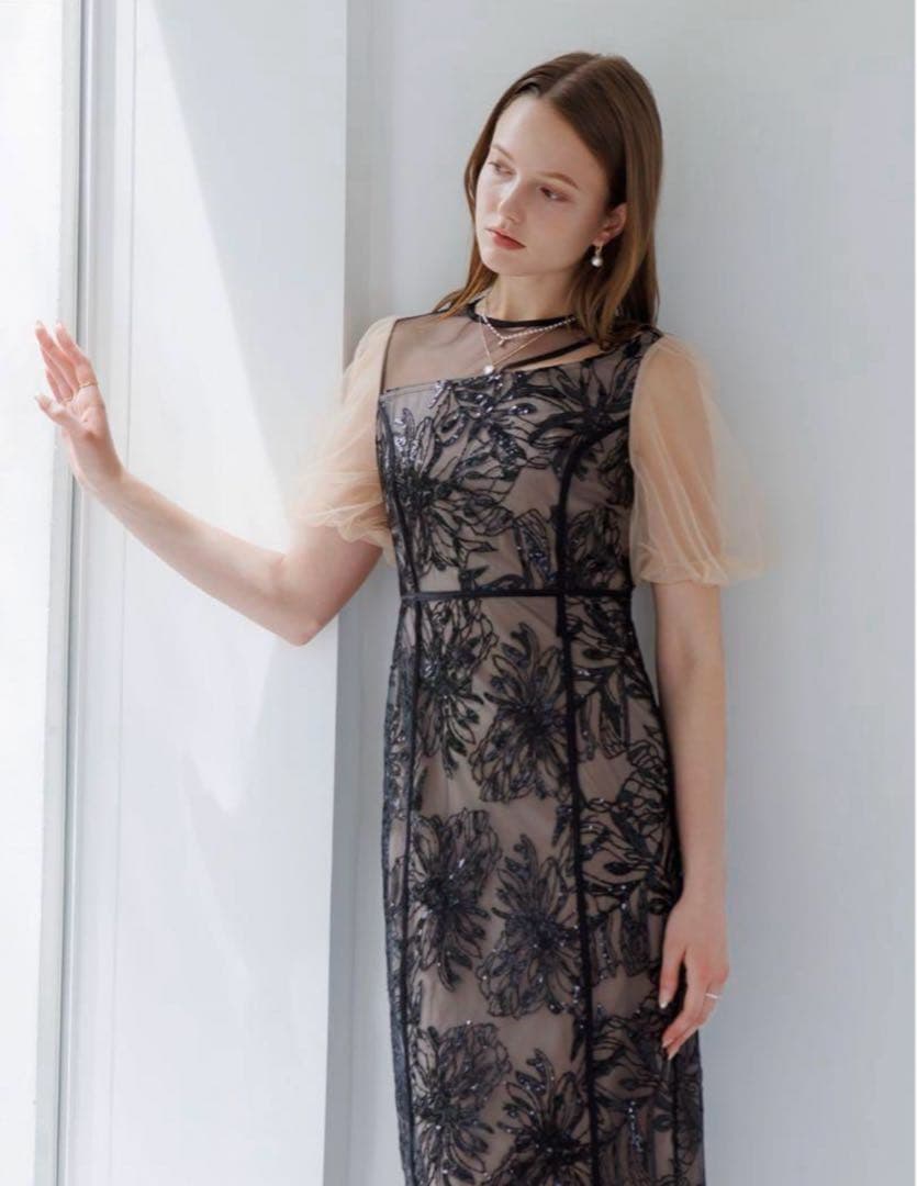 アシンメトリーシアーフラワーワンピースドレス結婚式パーティー成人式