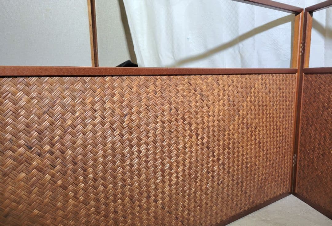 風炉先屏風 桑縁 利休梅 網代 両面使い 茶道具 骨董品、美術品