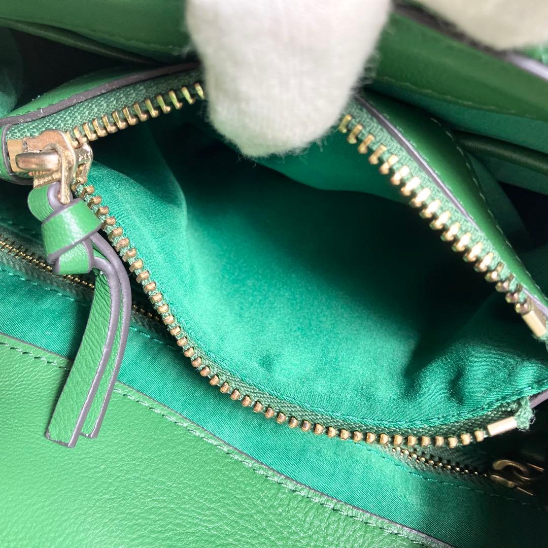 【美品】トリーバーチ＊キルティング ゴールドチェーン レザーグリーン