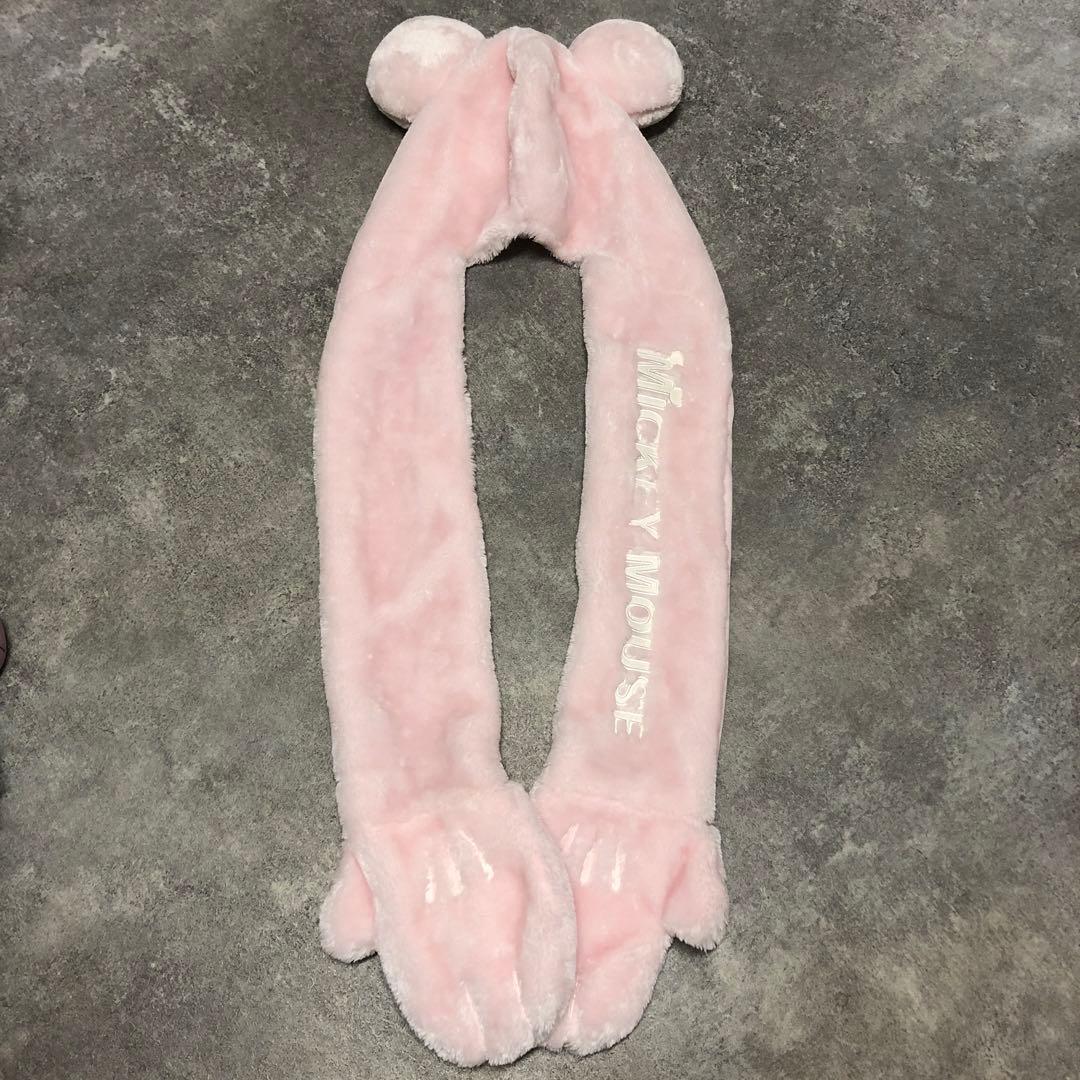 フォロー割□Disney STORE ミッキーマウス マフラー 手袋ピンクファン