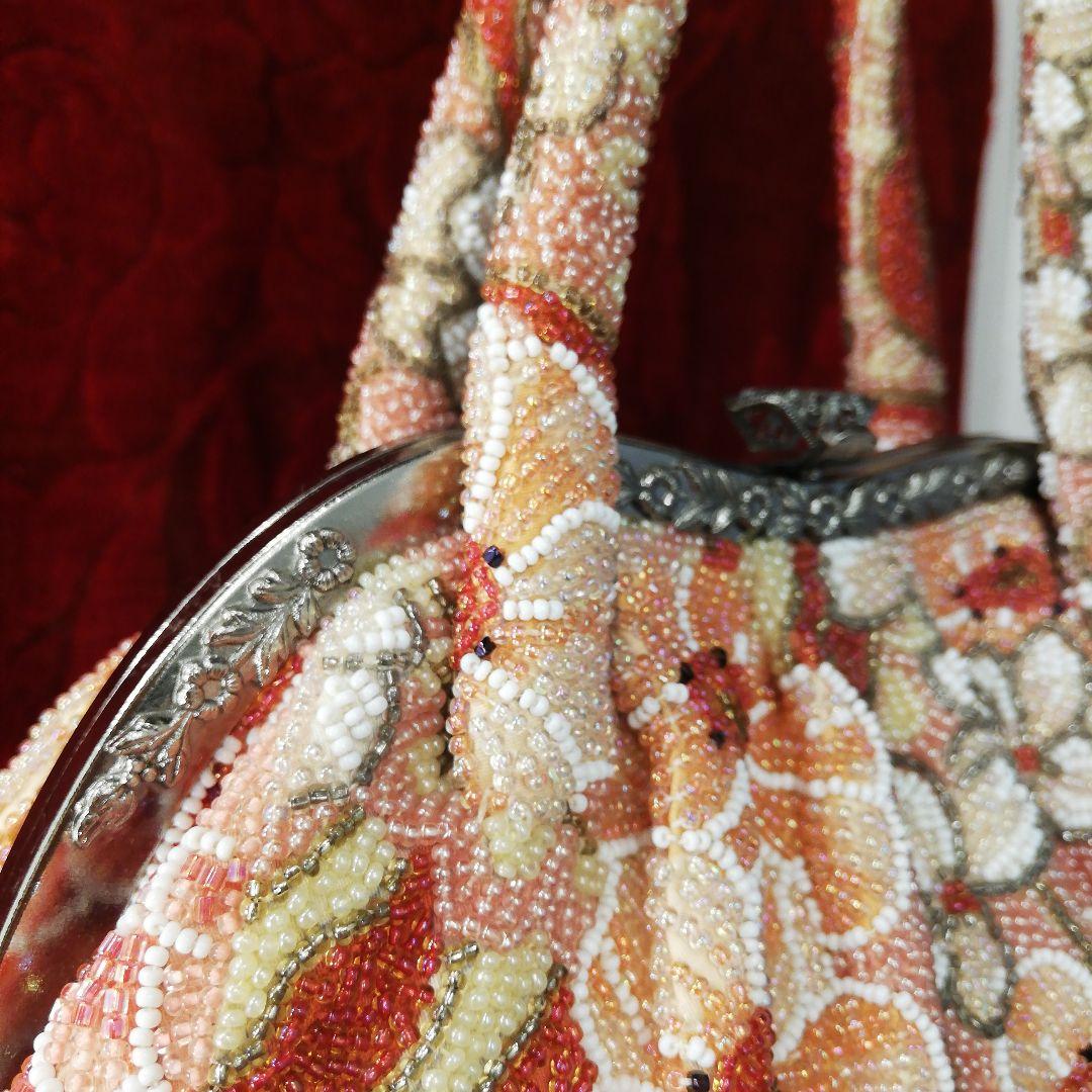 はしもと 花柄 豪華総ビーズ刺繍 ハンドバッグ