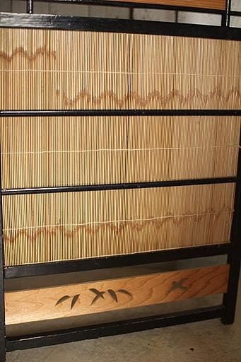 古い竹簾屏風 衝立 目隠し 四つ折り 透かし彫り 古民家 古道具