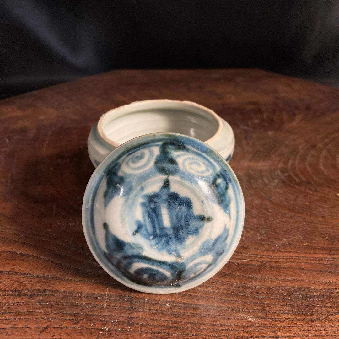 新春赤札セール❗️【ギャラリー三益】古美術　元〜明初染付　芙蓉紋共蓋小壺