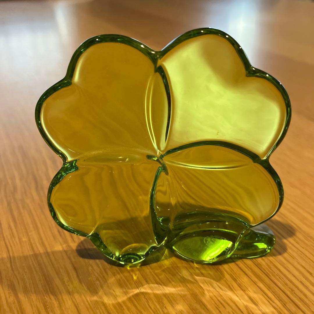 バカラ クローバー 置物 約11×9.5×2.7㎝ タサオ東な7-0305☆