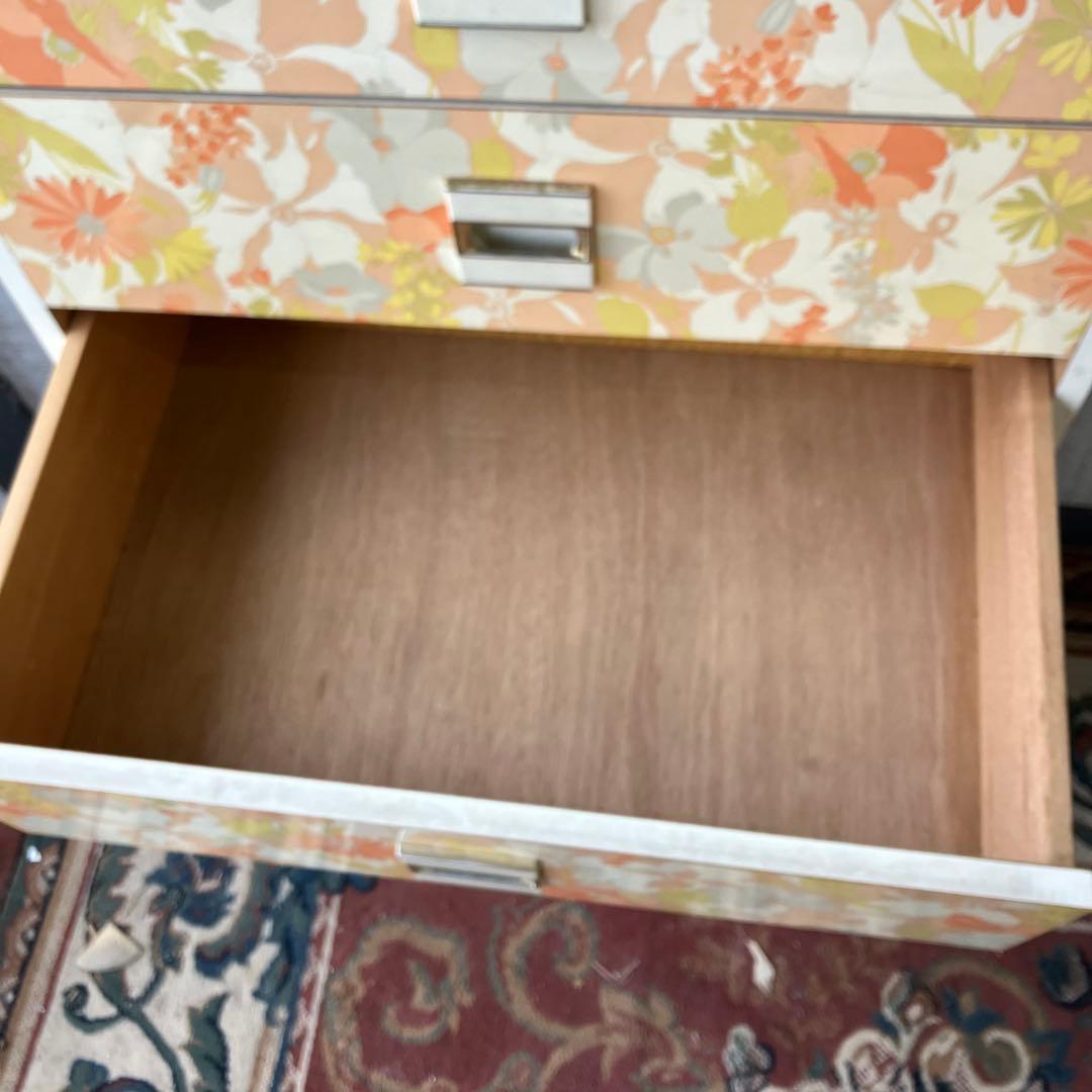 昭和レトロ 花柄 木製チェスト 7段タンス 古家具 ビンテージ