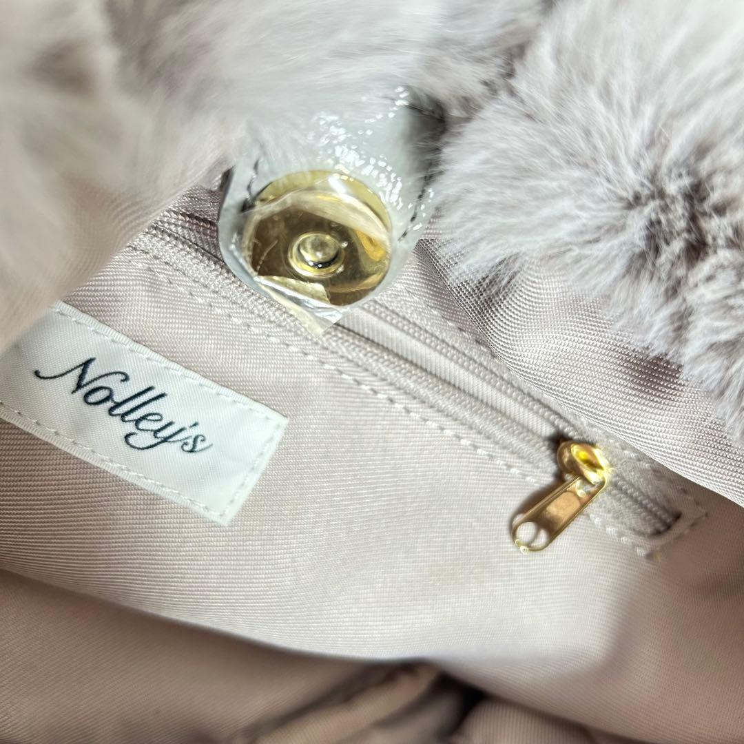 未使用NOLLEY’Sエコファーリングハンドルバッググレーファーショルダーバッグ