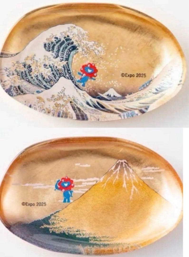 箔一 万博 ミャクミャク 箔名画 北斎 トレー 神奈川沖浪裏 凱風快晴