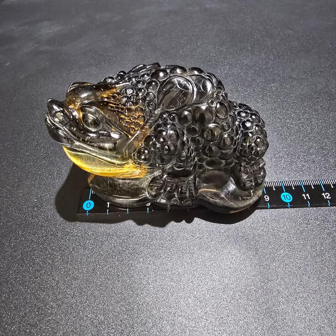 V2 青虎目石の三本足の蛙 ブルータイガーアイ 銭蛙 珍品