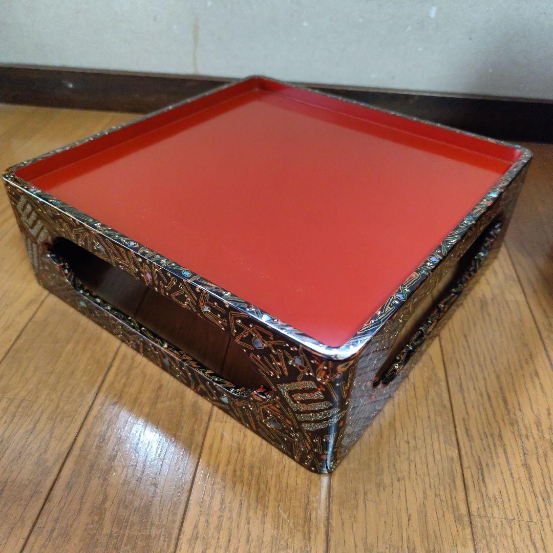 古代若狭塗 重箱5段蓋2枚台付き
