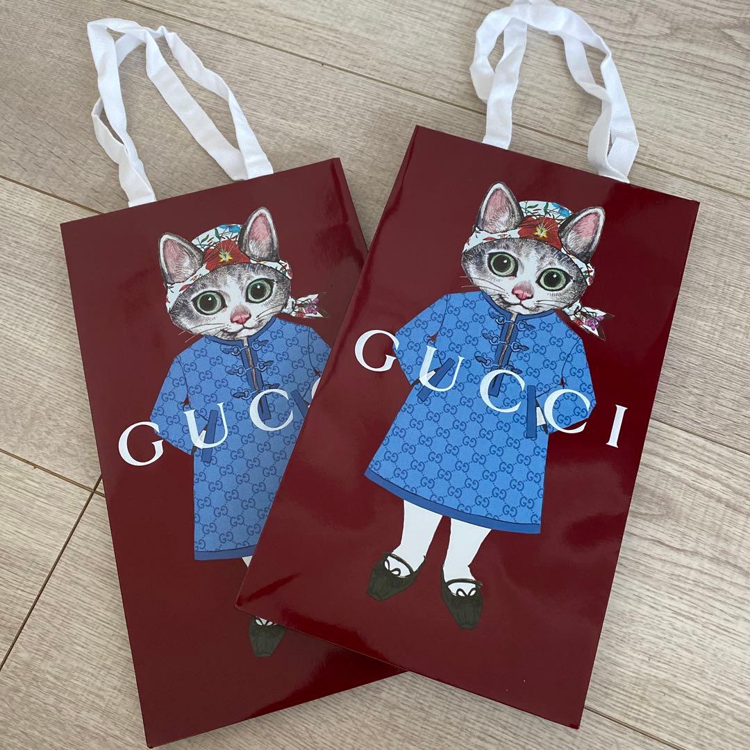 GUCCI ヒグチユウコ 猫 コラボ ショッパー 紙袋 2枚セット - メルカリ