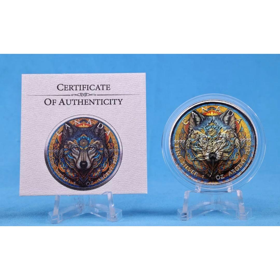 メイプルリーフ 銀貨 カラー マンダラフクロウ 曼荼羅梟 1オンス 1oz