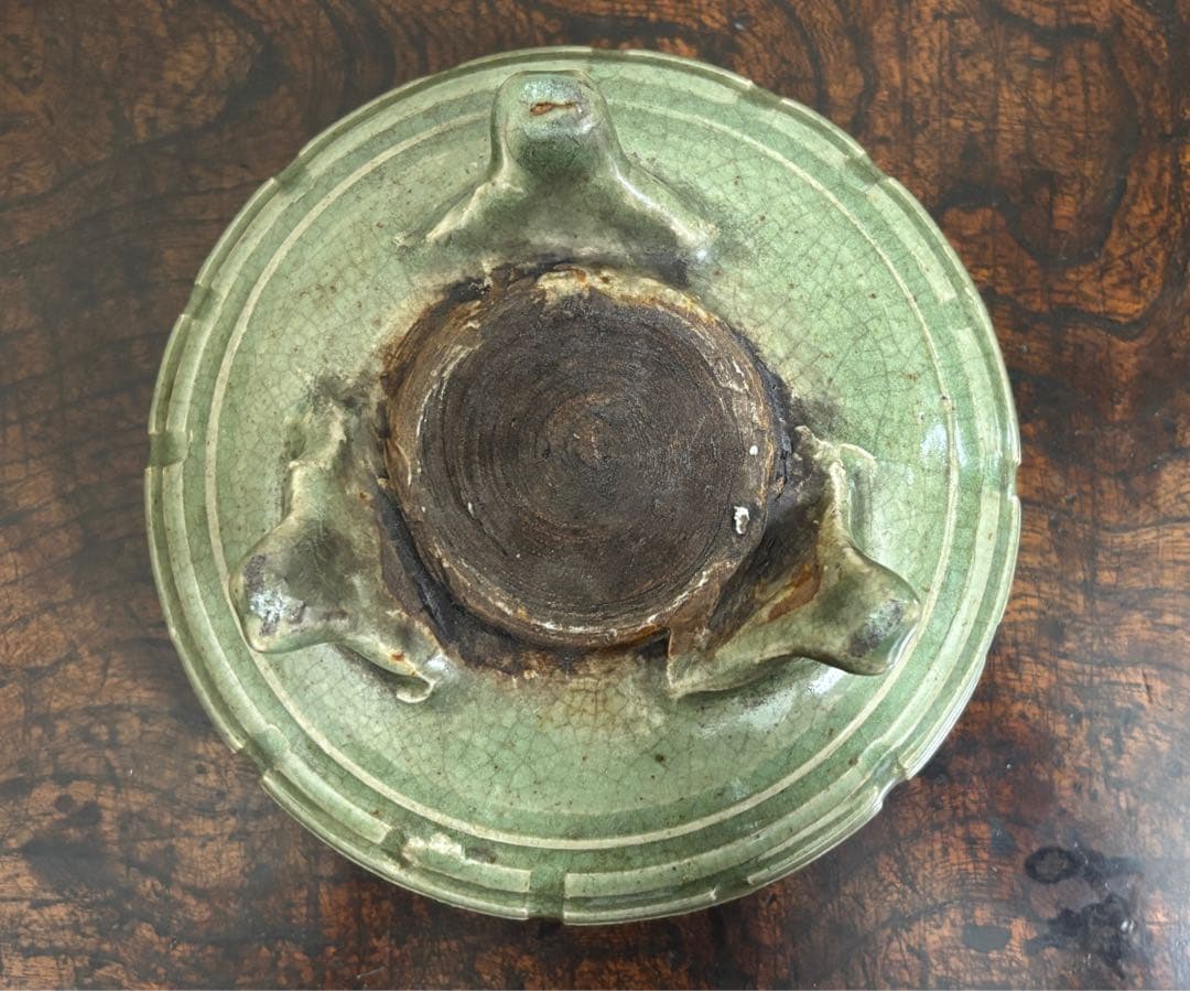 完品! 明時代 龍泉窯青磁香炉 七官青磁 (検)唐物 中国古玩