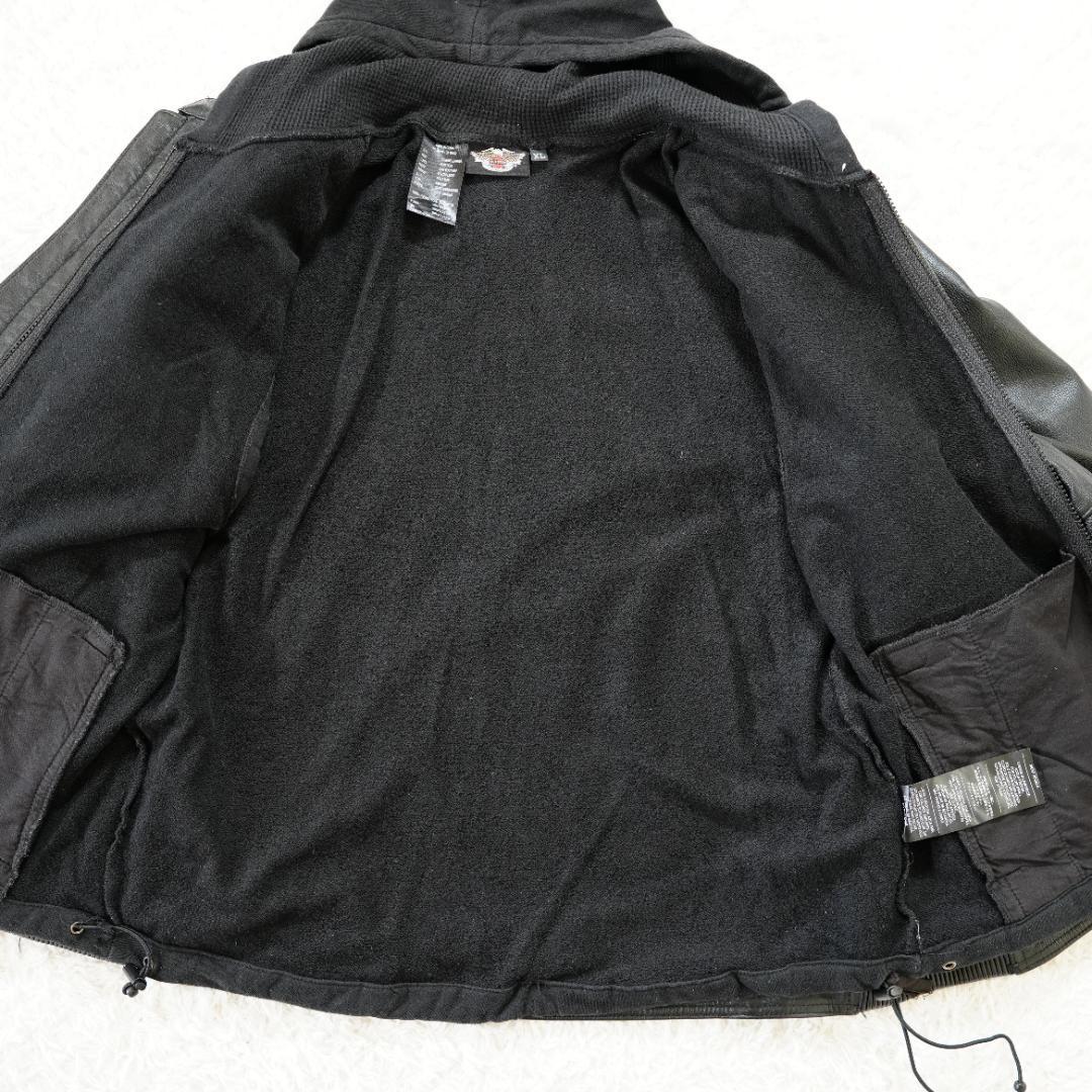 美品】ハーレーダビッドソン ビッグロゴ刺繍レザージャケ
