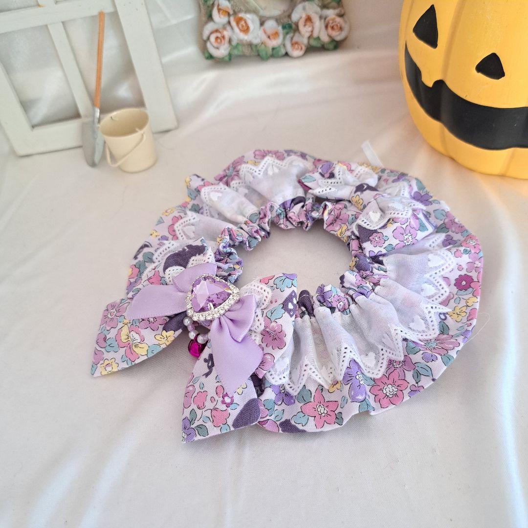 短毛シュシュ、ハロウィン限定、スイートロリータ(ブルー)わんちゃん猫