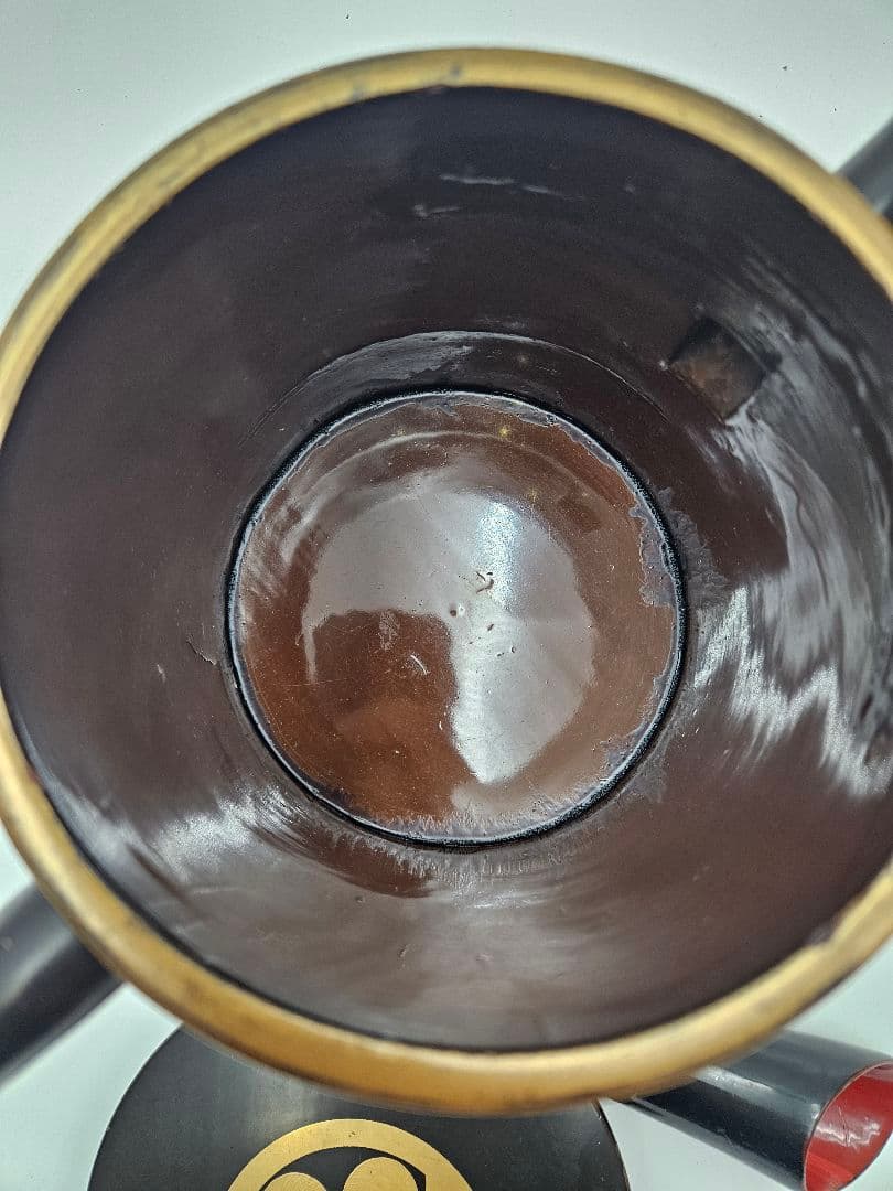 時代黒漆 徳川家御葵紋蒔絵 湯桶 箱付 大名道具 湯斗