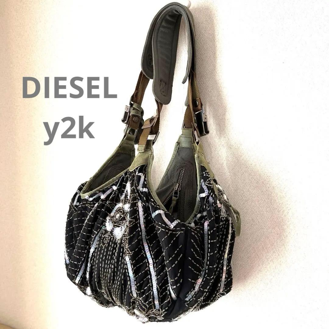 【00s✨y2k】レア　DIESEL ディーゼルショルダーバッグスパンコール刺繍