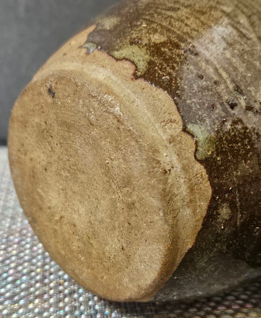 遠州七窯 江戸時代 古高取 高取焼 窯変 水指 木製蓋 江戸