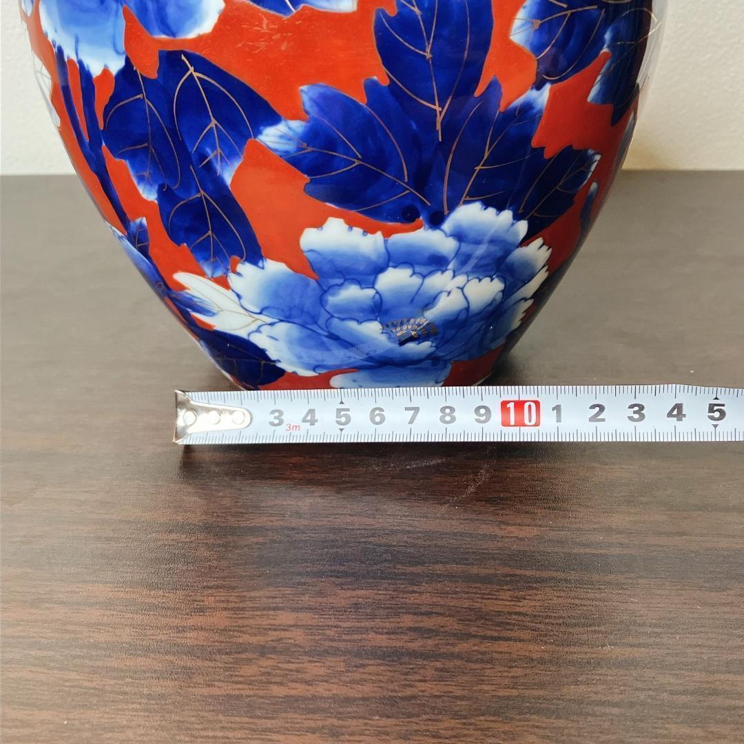 美品】有田焼 秀峰作 赤絵壺 牡丹文様 金彩 壺型花瓶 約20cm - メルカリ