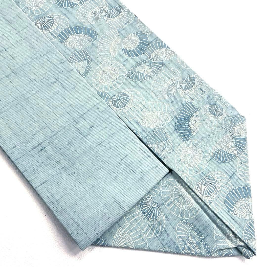 帯5062 ○高級 正絹 紬 型染 名古屋仕立て 名古屋帯 番傘