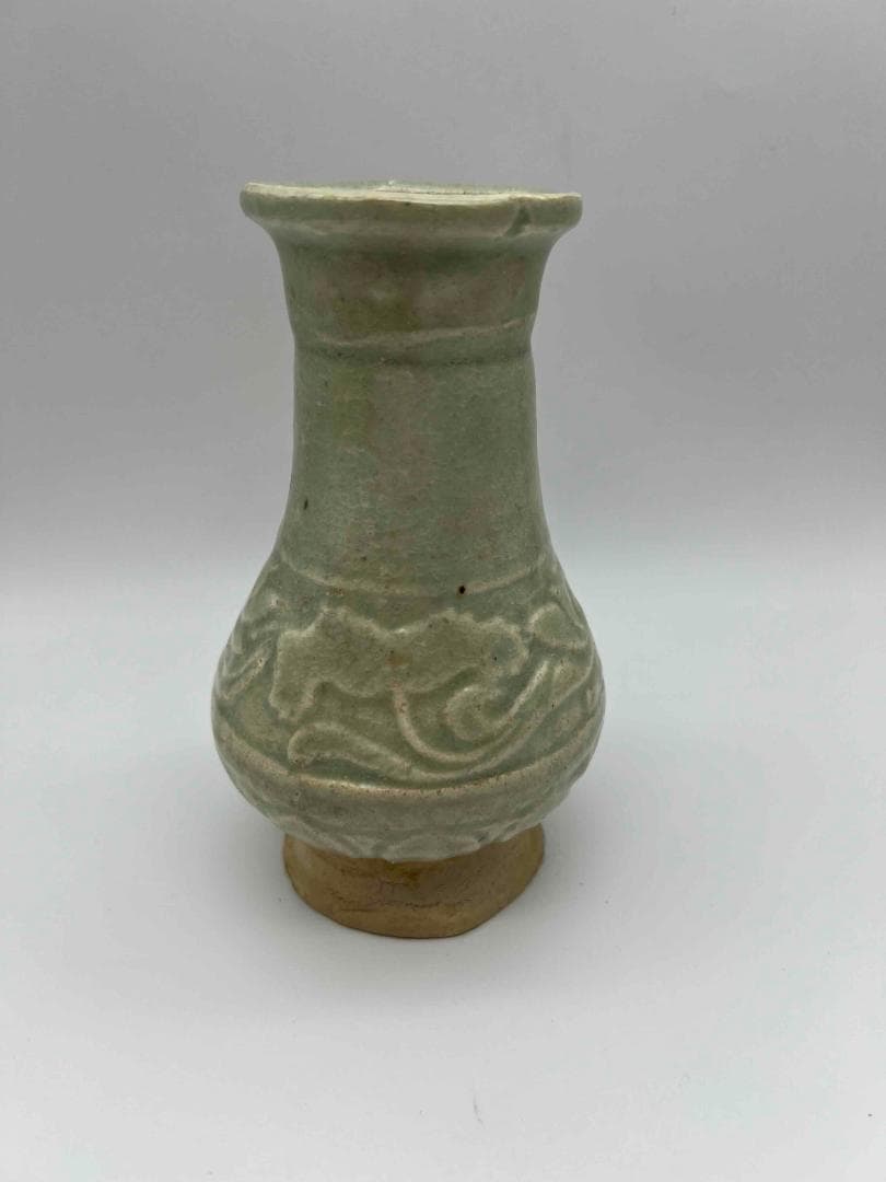 宋時代 蓮瓣荷花文瓶 湖田窯尊 水注 影青 青白磁 茶入 茶道具(D-94
