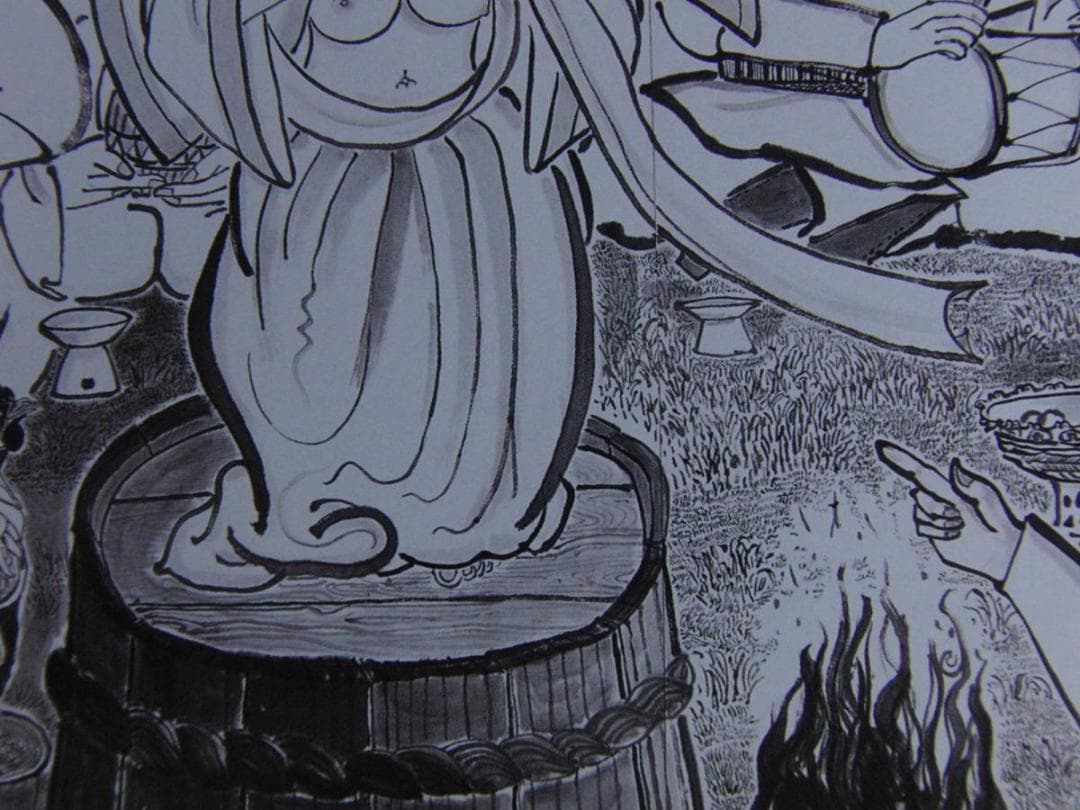 向原常美、【天岩戸開】、希少な額装用画集より、新品額装付、状態良好