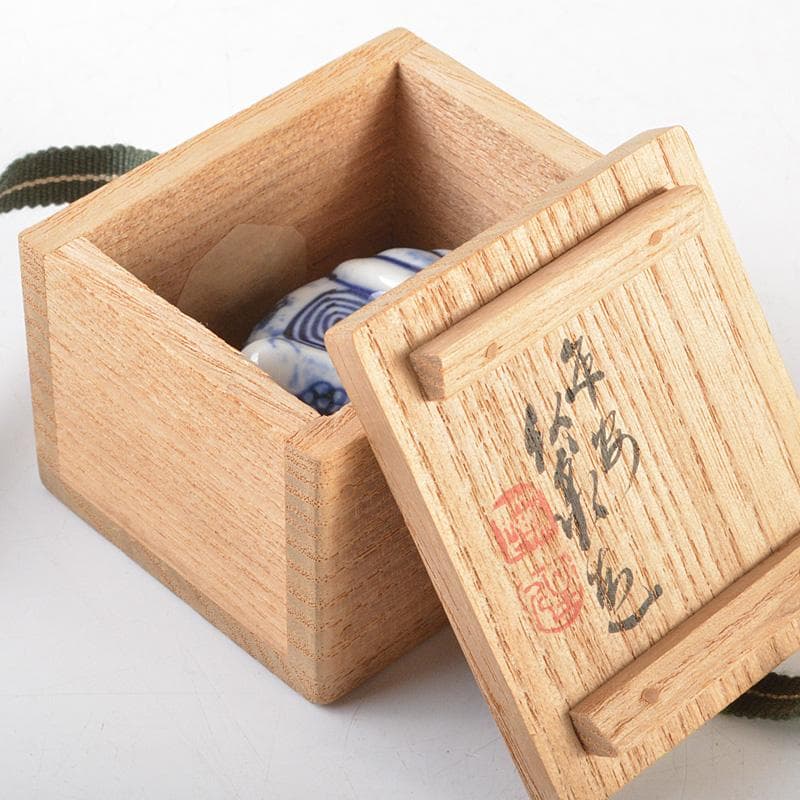 茶道具　平安　竹泉造　倣青華磁　貝香合　共箱　M　R7314