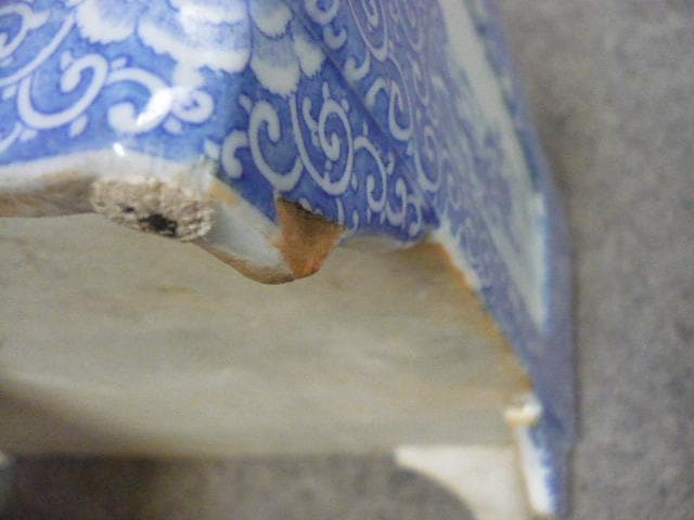 銅版 花唐草に風景図 染付 水盤 [B31491]の通販はau PAY マーケット