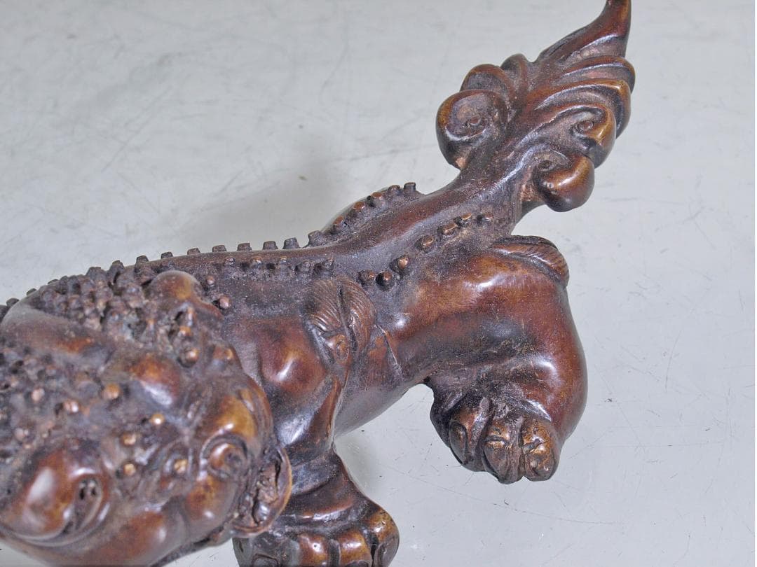 中国 唐物 清時代末期 銅製 獅子の置物G0181A3-2