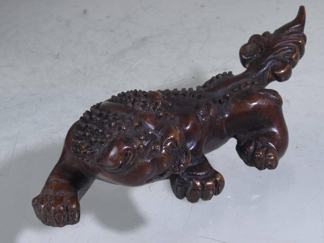 中国 唐物 清時代末期 銅製 獅子の置物G0181A3-2