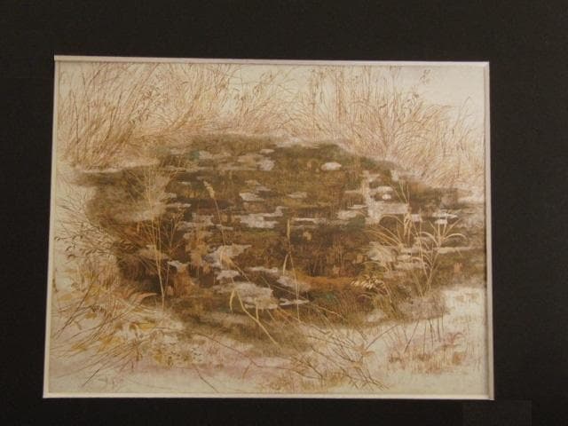 高越甚、【春の雪】、希少な額装用画集より、新品額装付