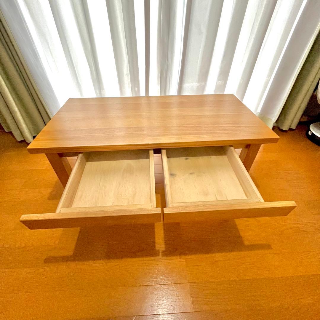 取り置き中（mie様）】無印良品 オーク ローテーブル 引き出し付き