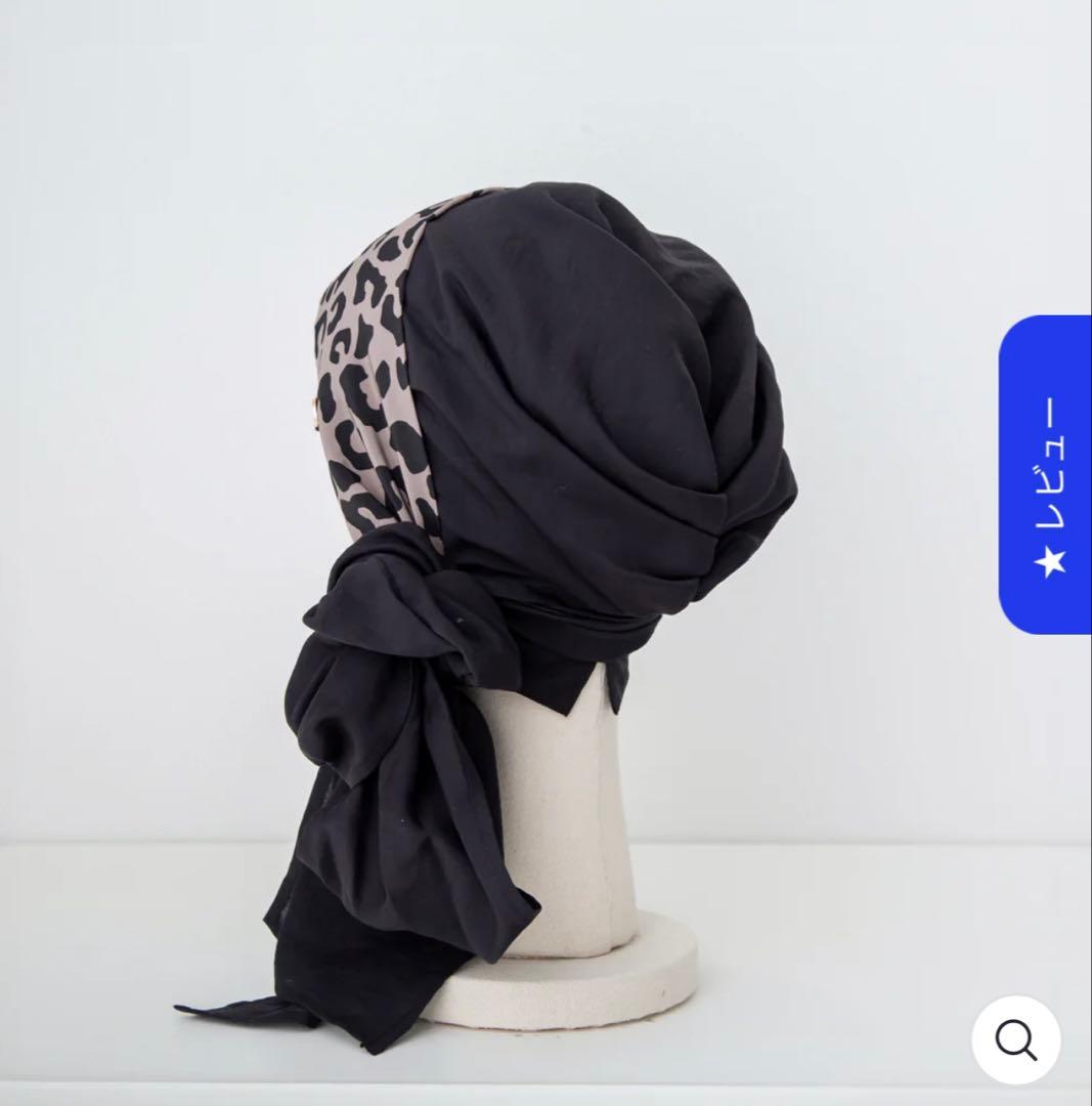 BAREN スカーフハット　Ｍサイズ　レオパードブラック