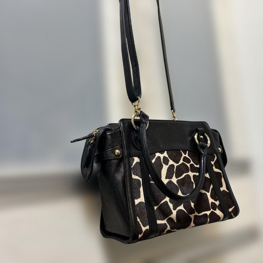 ふわり HAMANO牛革ハラコヒョウ柄レザーショルダーバッグトートバッグ